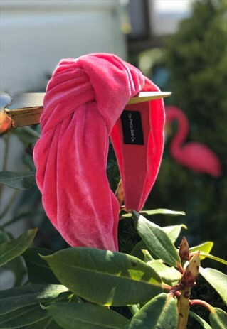 HIGH KNOT LUXURY VELVET HEADBAND HOT PINK
