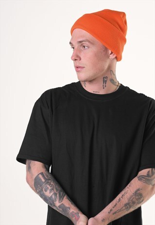 ESSENTIAL CUFFED BEANIE HAT - ORANGE