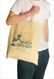 HOKUSAI GREAT WAVE OFF KANAZAWA TOTE BAG WITH TITLE 