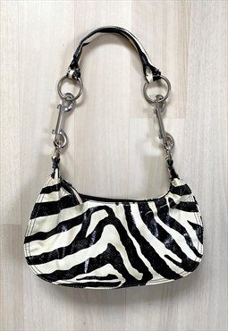 Y2K Faux Leather Zebra Print Handbag