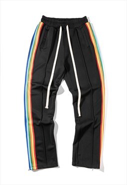 Rainbow tape joggers side zipper Pride pants Gay trousers