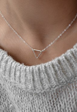 HAYDEN Sterling Silver Chain Tiny Triangle Dainty Necklace