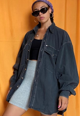 VINTAGE VERSACE WESTERN OVERSIZED SHIRT BLACK WASH COLOUR