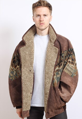 VINTAGE AZTEC NAVAJO FLEECE LINED JACKET