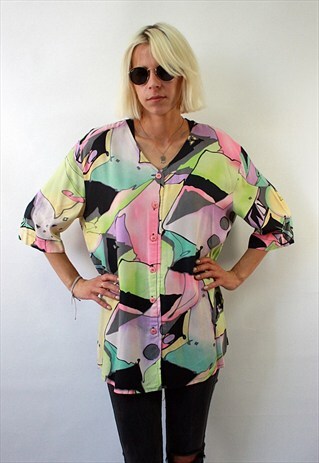 VINTAGE 90'S AMAZING BEAUTIFUL COLORFUL LONG SHIRT