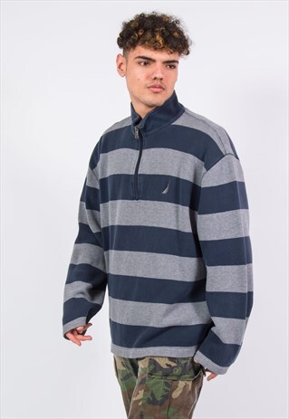NAUTICA STRIPED 1/4 ZIP SWEATSHIRT