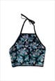 VINTAGE HALTERNECK CROP TOP REVERSIBLE FLORAL REWORKED