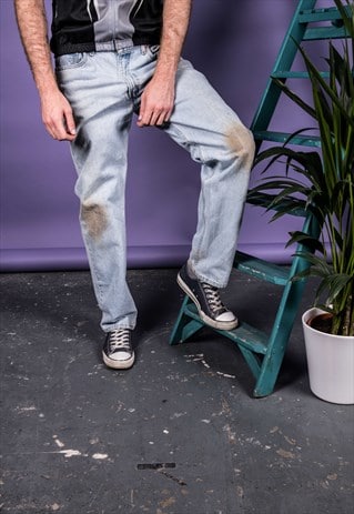VINTAGE LEVI'S 505 1990S BLUE PAINT JEANS