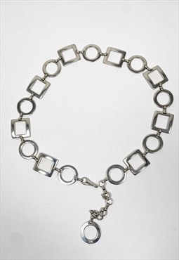 70's Vintage Ladies Silver Chain Adjustable Link Belt