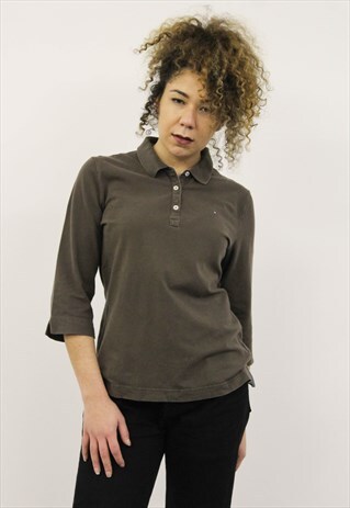 VINTAGE 1990S BROWN TOMMY HILFIGER POLO SHIRT
