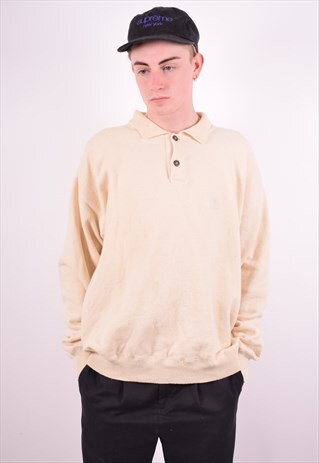 TIMBERLAND MENS VINTAGE JUMPER SWEATER LARGE BEIGE 90'S