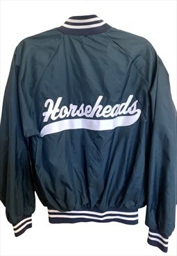   Vintage 90s Bomber Jacket Athletic Streetwear Varsity Blue