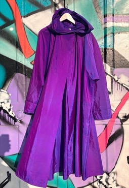 Full length shimmer purple hooded coat cape OSFA 