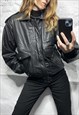 80s Black Real Leather Pilot Aviator Jacket 