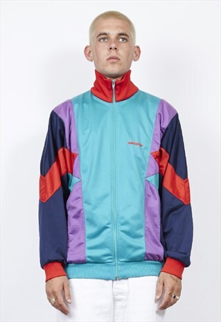 VINTAGE 90'S ADIDAS BRIGHT COLOUR BLOCK TRACKSUIT JACKET