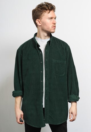 VINTAGE CORDUROY CORD SHIRT GREEN