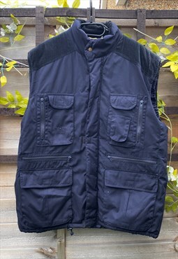 Vintage 1990s navy blue utility gillet vest Large 