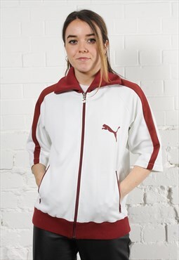 Vintage Puma Track Jacket in White with Logo