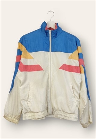 VINTAGE  CRAZY TRACK JACKET USA 80S IN WHITE M