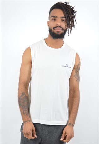 SERGIO TACCHINI MENS VINTAGE VEST TOP MEDIUM BEIGE 90S