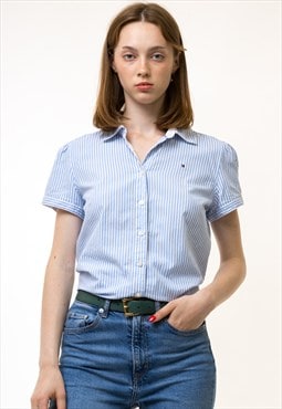 Woman Blue Striped Summer Tommy Hilfiger Shirt Blouse 5690