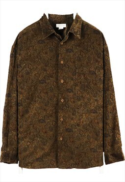Vintage 90's Claiborne Shirt Long Sleeve Button Up Tan Brown