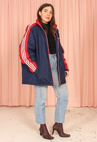 VINTAGE 90S ADIDAS PADDED JACKET IN BLUE