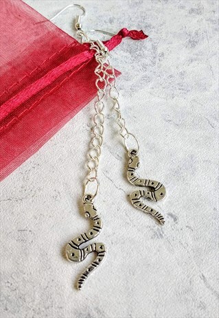 SNAKE DROP CHAIN EARRINGS