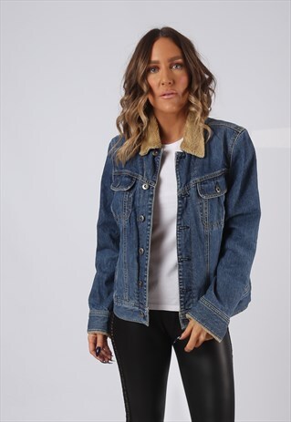 TOMMY HILFIGER DENIM JACKET FITTED WINTER LINED UK 12 (GVDE)