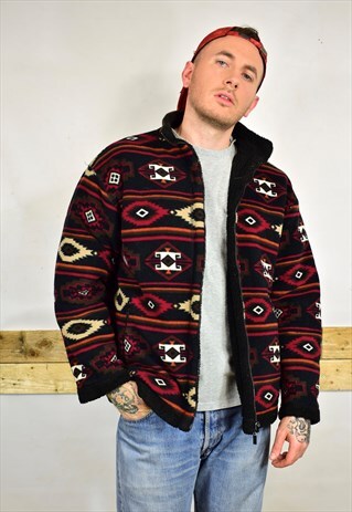 VINTAGE 90S AZTEC PRINT FLEECE