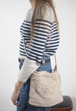VINTAGE WHITE MACRAME BAG