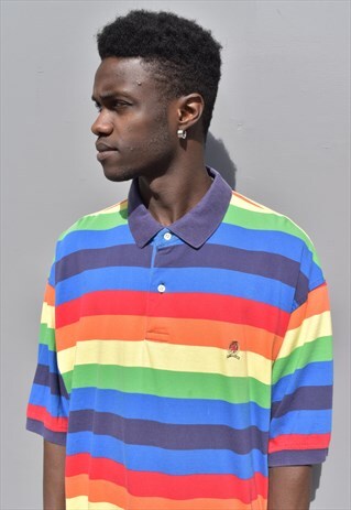 VINTAGE 90S TOMMY HILFIGER STRIPED POLO TOP