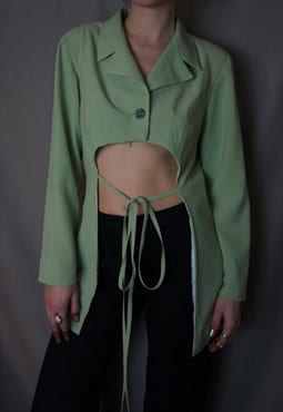 Lime green cropped blazer 