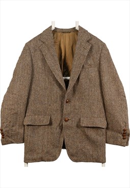 Vintage 90's Harris Tweed Blazer Tweed Wool Jacket Beige