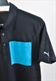 VINTAGE 00S PUMA REWORKED POLO SHIRT IN BLACK