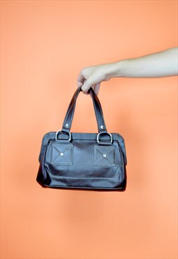Vintage dark brown classic 80's leather messenger bag
