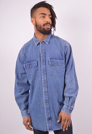 VINTAGE POLO RALPH LAUREN DENIM SHIRT BLUE