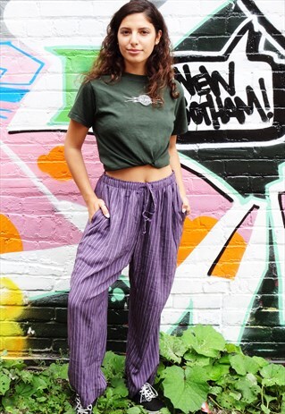 PURPLE STRIPED 90'S LOUNGE PANTS