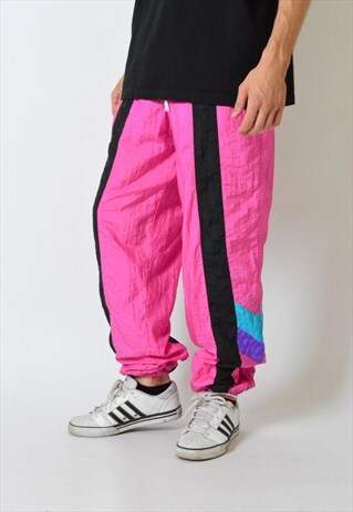 VINTAGE 90S PINK COLOUR BLOCK SHELL PANTS