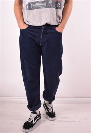 LEVI'S MENS VINTAGE CORDUROY JEANS W36 L30 NAVY BLUE 90S