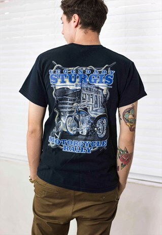 VINTAGE LEGENDARY STURGIS BIKER 2009 T-SHIRT LOGO 90S M 6.5