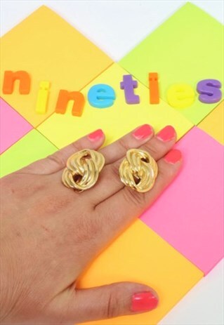 VINTAGE EARRINGS, GOLDTONE DOUBLE LOOP