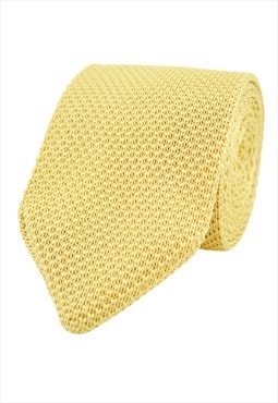 Wedding Handmade Polyester Knitted Tie In Pastel Yellow