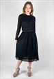 GOLDSTART SOIREE COUTURE BLACK LONG SLEEVE 80'S DRESS