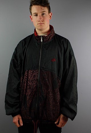 VINTAGE NIKE SILVER TAG WINDBREAKER JACKET IN BLACK AND PURP