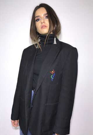 VINTAGE 90' OLDSCHOOL UNIQUE BLACK CASUAL JACKET