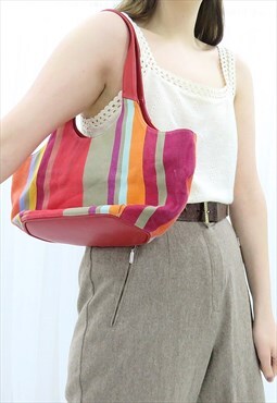 90s Vintage Multicoloured Striped Shoulder Bag