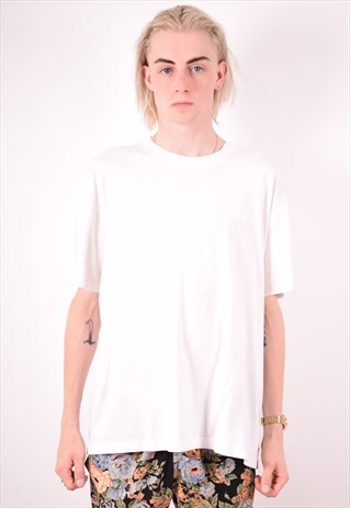 FILA MENS VINTAGE T-SHIRT TOP XL WHITE 90S