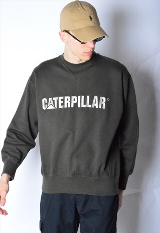 VINTAGE 90S FADED KHAKI GREY EMBROIDERED SWEATSHIRT