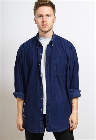 VINTAGE CORDUROY CORD SHIRT BLUE